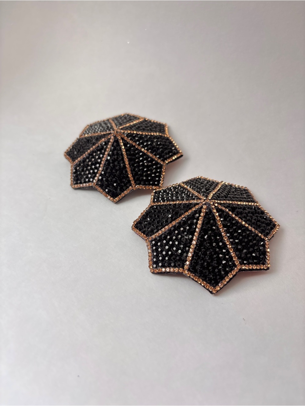 Black and Champagne Rhinestone Burlesque Pasties